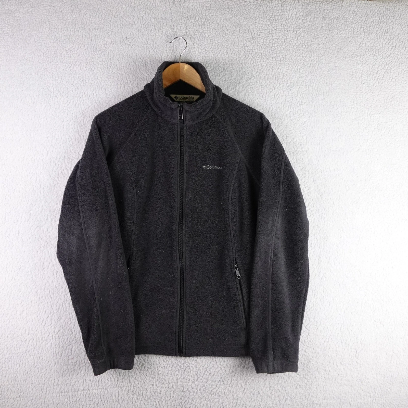 Columbia Mens Black Full Zip Fleece Jacket Size Large Pulover Hiking Outdoor