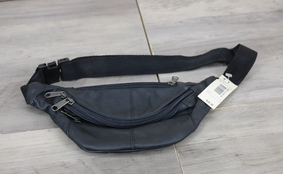 00s【archive】 Y2K Black leather waist bag Vintage Leather Fanny Pack In Vintage Bags, Handbags & Cases for