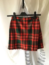 Vintage Girls Kilt Tartan School Skirt Size 23" Waist Red Green Check Neatex
