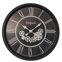 Wanduhr Wanddeko Uhr Glas Schwarz ZahnräDer RöMisches Ziffernblatt D 76 Cm