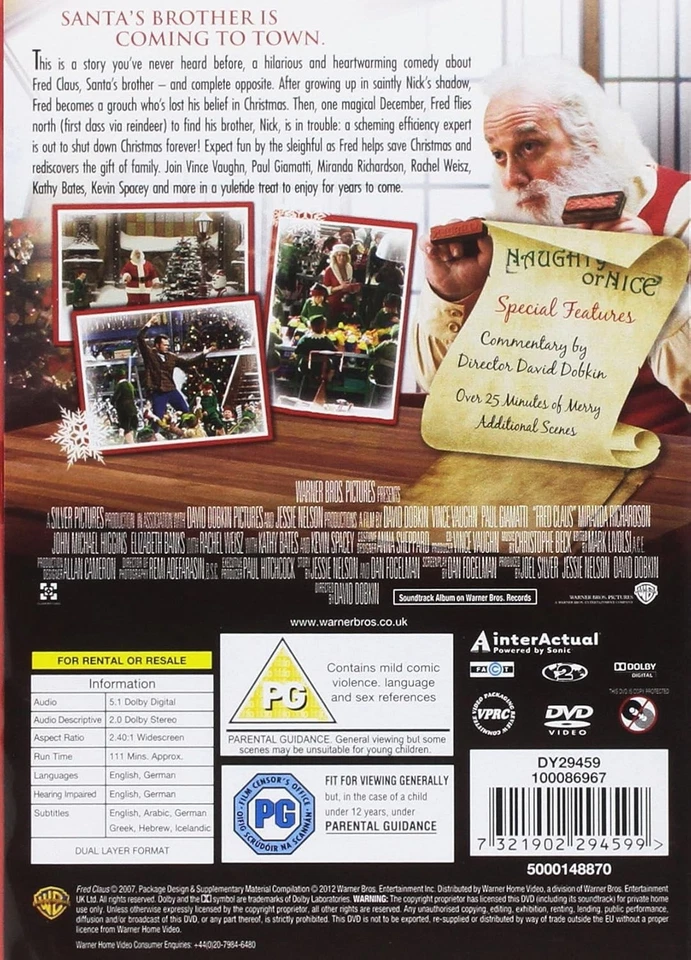 Fred Claus (DVD, 2008) NEW SEALED - FREE POST & PACKING - Image 2 of 2
