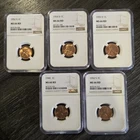 Lot of 5 NGC Certified Lincoln Wheat Cents – MS 66 RD – Red Mint State