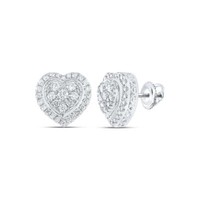 14K WeißGold Original Diamant Damen Angehoben Halo Herz Ohrstecker 1.25 Karat