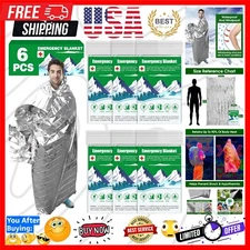 Durable Silver Mylar Thermal Emergency Blankets - 6 Pack | Waterproof & Reusable