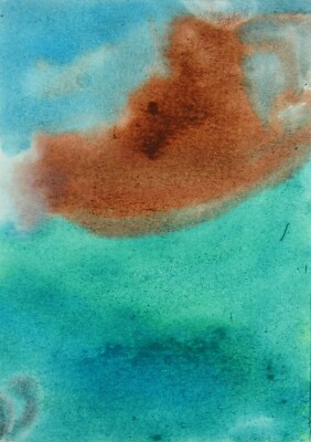 THE LAST VOYAGE Original Abstract Watercolor Painting ACEO by 6 Year Old Artist 