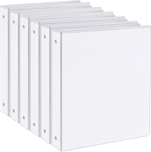1 Inch Binders 3 Ring, 6 Pack White Clear View Cover 3 Ring Binders for School, - Picture 8 of 12