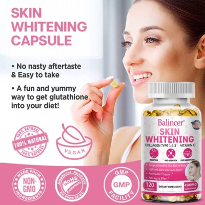 balincer collagen glutathione Capsules - Strengthen Hair, Nails and Improve Joint and Skin Health Vitamin B-12 3000 mcg SIze:100g Fast results face mask