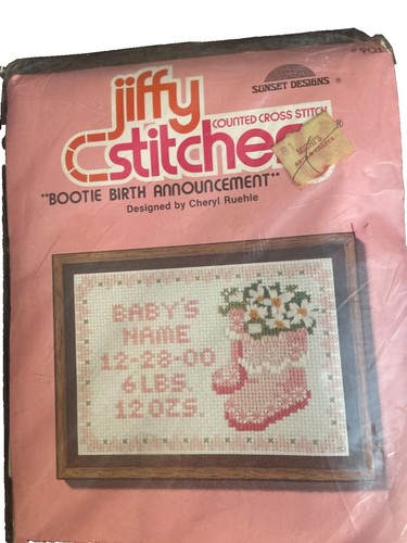 A Baby is Love 刺繍キット VTG 1997 Jiffy Counted Cross Stitch Kit A Gift of Love Birth