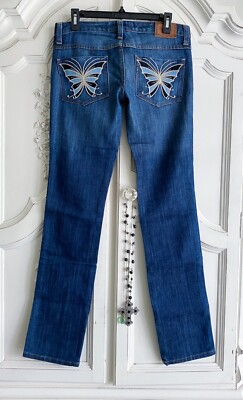 Vintage Y2K Frankie B Butterfly Jeans SUPER LOW RISE Butterflies