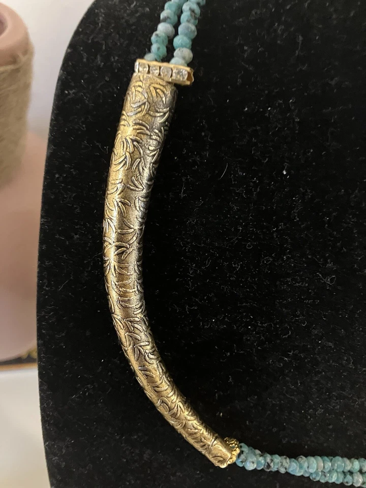 Collar de cuentas naturales indias raro hecho a mano para mujer Foto 3 de 4