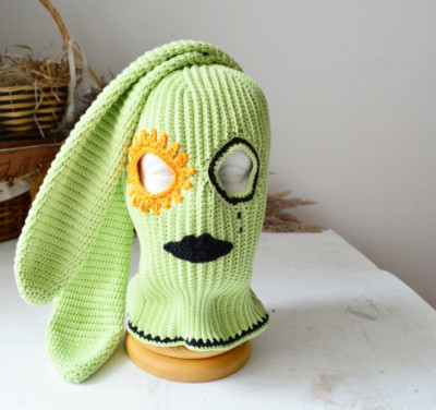Custom bunny balaclava face ski mask with ears Baddie gangsta ski mask aesthetic