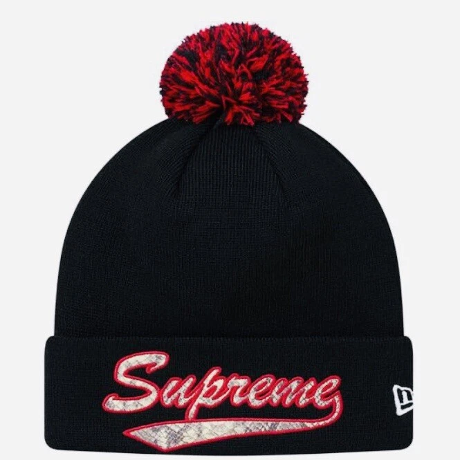 FW17 SUPREME SNAKE SCRIPT BEANIE BLACK NEW WITH TAGS (hat cap tee jacket hoodie)