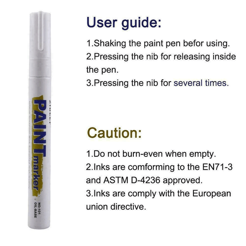 6PC White Paint Pen Marker Waterproof Permanent Car Tire Lettering Rubber Letter - Picture 4 of 12