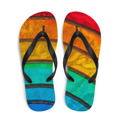 rainbow colored flip flops