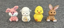 Russ Berrie & Co Vintage Easter Animal Mini Figurines Set of 4 Bunny Lamb Chick