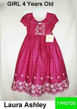 Laura Ashley DRESS Girl 4 year Vintage Fancy Embroidered with TAG never worn