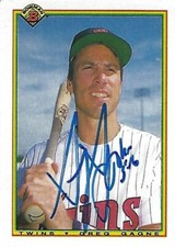 Autographed/Signed 1990 Bowman  #414 Greg Gagne Minnesota Twins