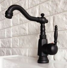 Oil Rubbed Bronze Swivel Spout Bathroom Faucet Cold and Hot Water Mixer Tap
