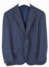 LUBIAM Studio Super 120'S Wool Blazer Uomo (UK) 42 Blu A Righe Monopetto