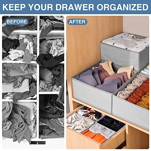 Drawer Organizer for Clothing Sock Underwear Drawer Organizer 12 Pack Grey - Picture 2 of 6