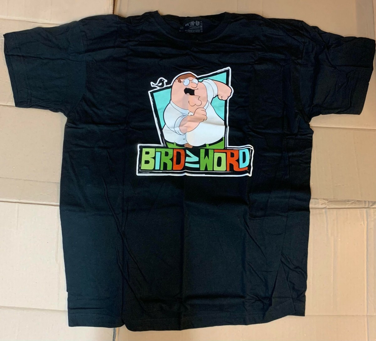 FAMILY GUY BIRD IS THE WORD BLACK T-SHIRT