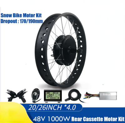 48V 1000W Hinten Kassette Hub Motor Rad für Schnee E-Bike Umbausatz 20/26inch