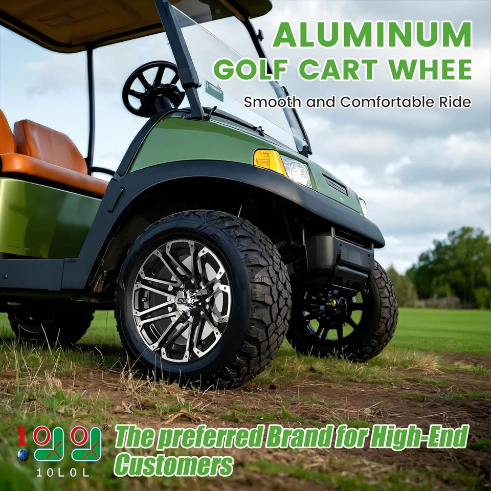12 Inch Aluminum Golf Cart Wheel & SS Center Caps for Yamaha EZGO Club Car 12X7 - Image 2 of 4