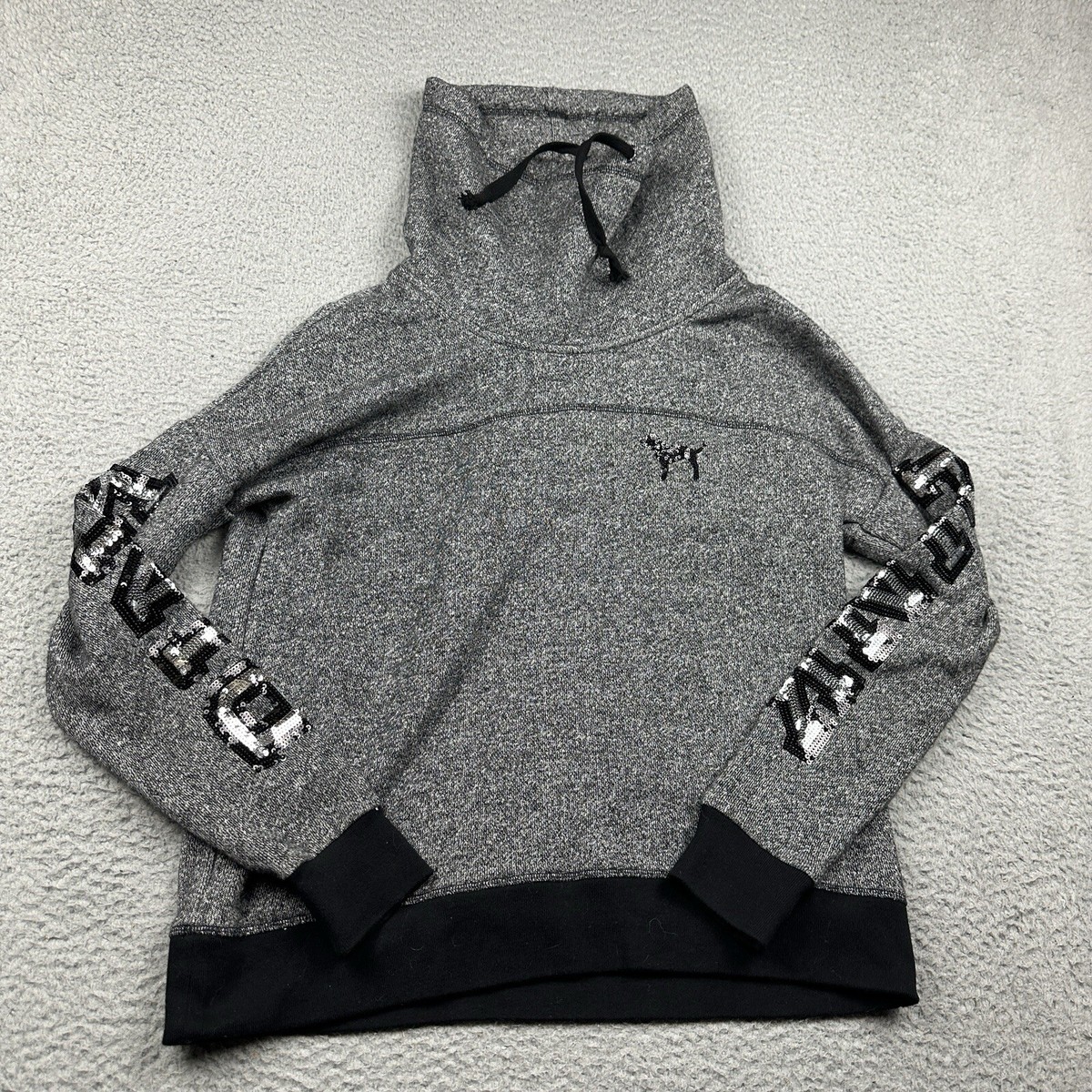 Victorias Secret Pink Sweater Womens Medium Gray Cowl Neck Pullover Sequins  | eBay
