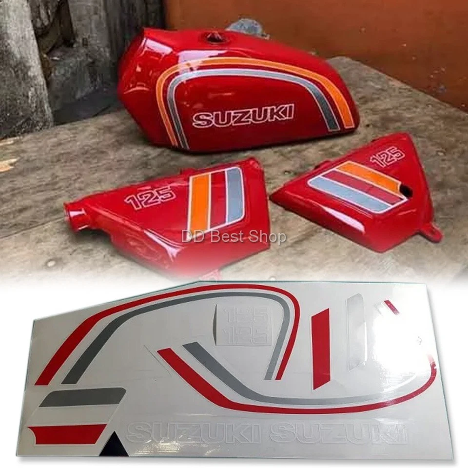 Sticker Emblem Logo L/R For SUZUKI TS125N Pair Side Fuel Tank 125 2-stroke cycle - Image 2 of 4