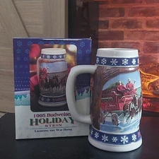 1995 Anheuser Busch Budweiser Holiday Beer Stein  Lighting Way Home NIB no COA