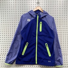 Under Armour All Season Gear Hooded Blue Fitted Jacket Womens Medium Hooded Run