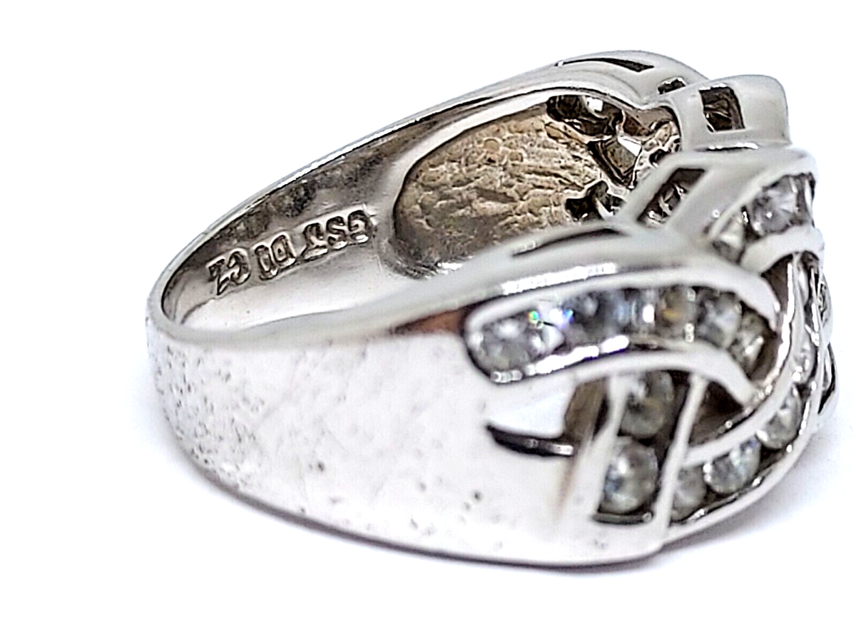 Beautiful GSJ Sterling Silver 925 Diamonique DQ CZ Twisted Band