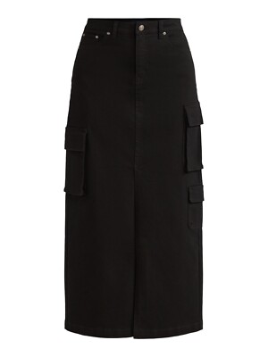 Scoop Maxi Skirt Women's Black Denim Belt Loops Zip Fly
