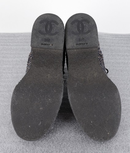 Chanel CC Logo Multicolor Tweed Cap Toe Combat Ankle Boots Size 40C - Picture 11 of 18