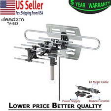 VHF UHF Outdoor Amplified TV Antenna Digital 1080P 4K HDTV 360° Rotation Remote