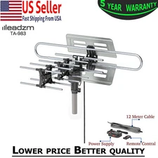 VHF UHF Outdoor Amplified TV Antenna Digital 1080P 4K HDTV 360° Rotation Remote