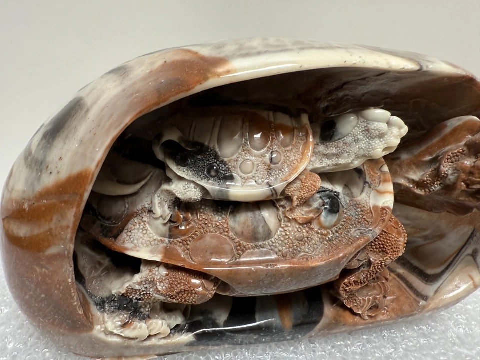 Tortuga jabonera china tallada a mano de colección rara con bebé, 7" x 4" x 3 1/2" H Foto 4 de 4