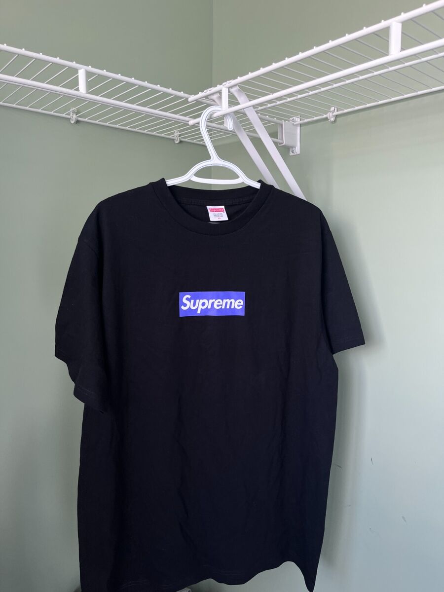 2004 Supreme Purple on Black Box Logo Tee Shirt SIZE XL