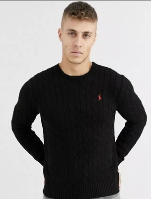 BNWT MENS POLO RALPH LAUREN CABLE KNIT JUMPER/JUMPERS/SWEATER IN BLACK MEDIUM | eBay