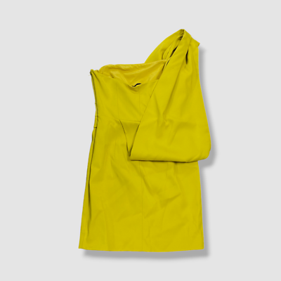 asymmetric draped mini dress in yellow Marielle Asymmetrical Midi Dress Yellow