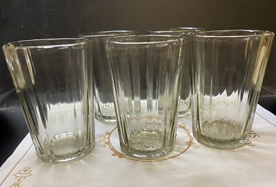 Fine tableware glass USA 　グラス　昭和レトロ（グラス５個　茶托５個） ♥️未使用！「昭和レトロ風」花模様冷茶用グラス5個茶托セット木