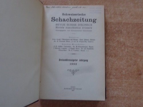 33 + 34. Jahrgang Schweizerische Schachzeitung 1933 + 1934 Halbleinenbindung - Bild 2 von 4