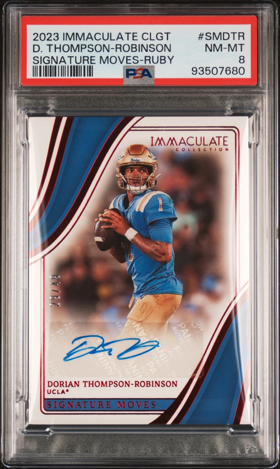 Dorian Thompson-Robinson Panini Immaculate Collection Collegiate Signature Moves #SMDTR Ruby