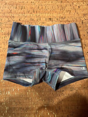 Champion Absolute Workout Shorts Womens Tight Fit Small Gray/rainbow