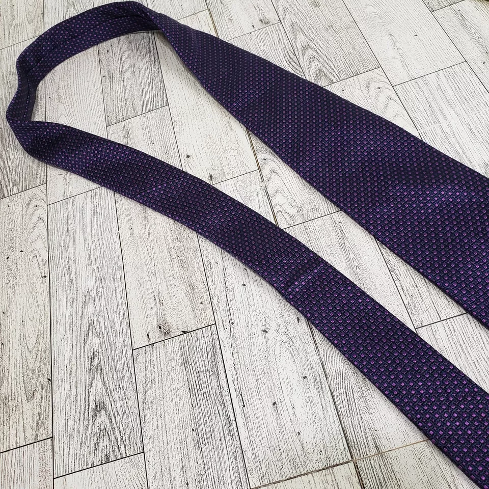 Corbata para hombre GIULIA VISCONTI 100 % seda diseñador ITALIA geométrico azul/púrpura Foto 3 de 4