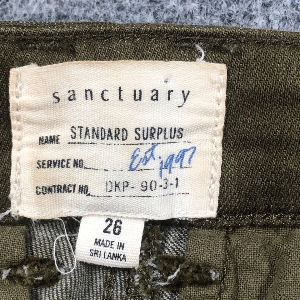 Pantalones Sanctuary para mujer 26 verde oliva estándar excedente utilitario ajustados sarga Foto 2 de 4