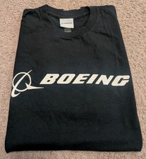 Boeing Signature Logo Black Short Sleeve T-Shirt Men's Medium
