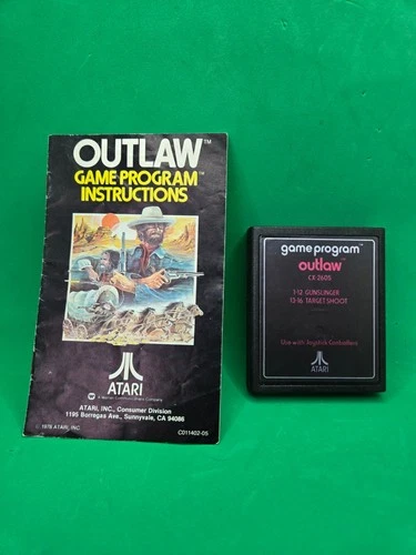 Outlaw (Atari 2600, 1978, CX2605) Game Cartridge With manual