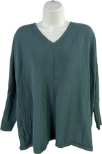 Pure J.Jill Women s Green Long Sleeve V-Neck Sweater - L
