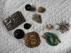 Lot of 10 Costume Jewelry Vintage Pins Clips Buttons